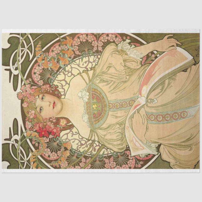 Alphonse Mucha Art Deco Seidenpapier (Vorderseite)