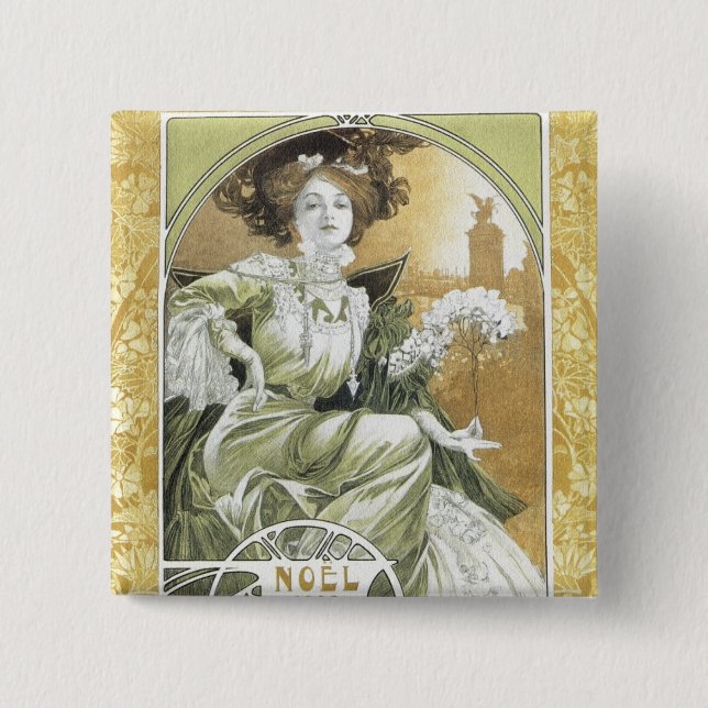 Alphonse Mucha - Art Nouveau Button (Vorderseite)