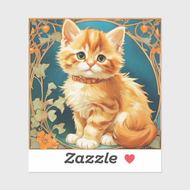 Alphonse Mucha Art Nouveau Cat Aufkleber (Blatt)