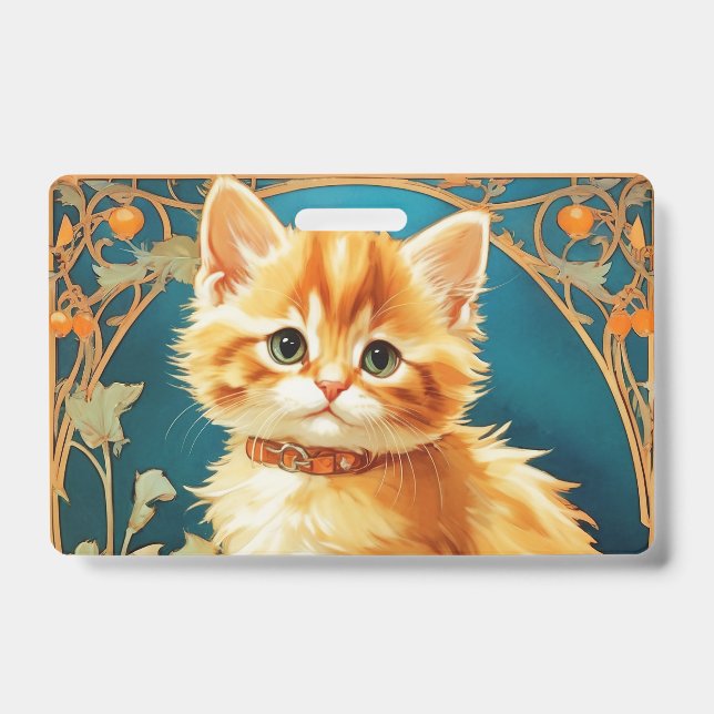 Alphonse Mucha Art Nouveau Cat Ausweis (Vorderseite)