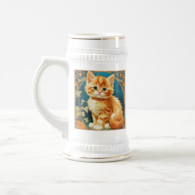 Alphonse Mucha Art Nouveau Cat Bierglas (Links)