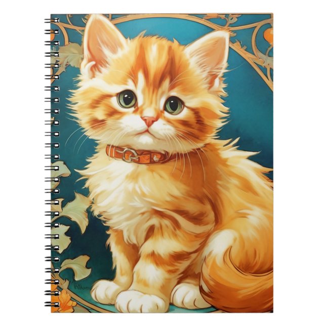 Alphonse Mucha Art Nouveau Cat Notizblock (Vorderseite)