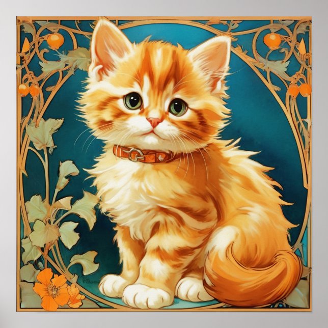 Alphonse Mucha Art Nouveau Cat Poster (Vorne)