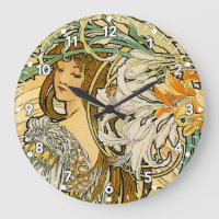 Alphonse Mucha Art Nouveau Clock