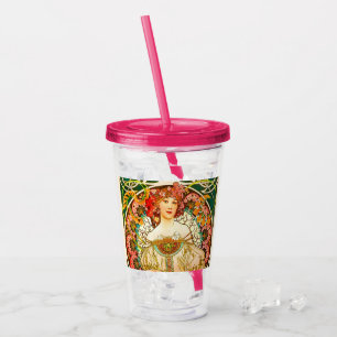 Alphonse Mucha Art Nouveau Daydream Acryltrinkbecher