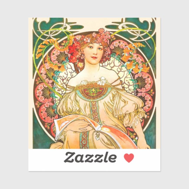 Alphonse Mucha Art Nouveau Daydream Aufkleber (Blatt)