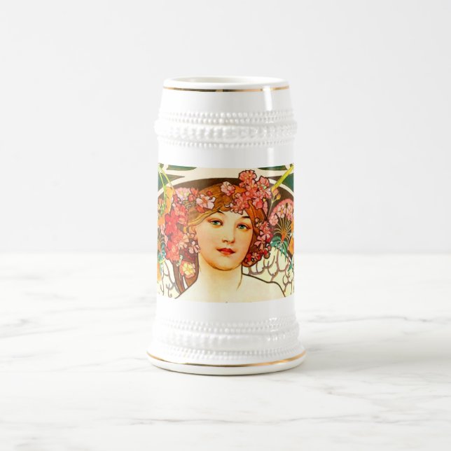Alphonse Mucha Art Nouveau Daydream Bierglas (Mittel)
