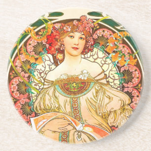 Alphonse Mucha Art Nouveau Daydream Getränkeuntersetzer