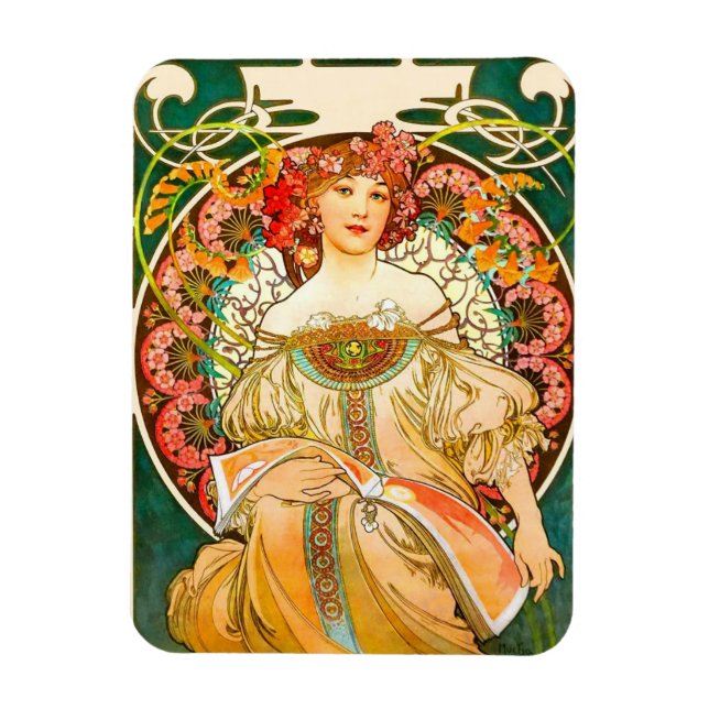 Alphonse Mucha Art Nouveau Daydream Magnet (Vertikal)