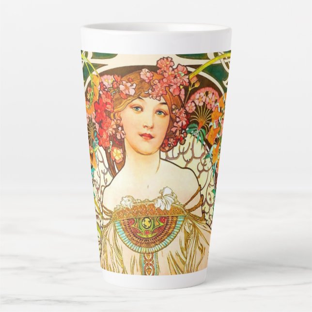 Alphonse Mucha Art Nouveau Daydream Milchtasse (Vorderseite)