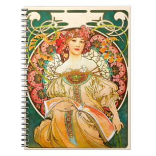 Alphonse Mucha Art Nouveau Daydream Notizblock