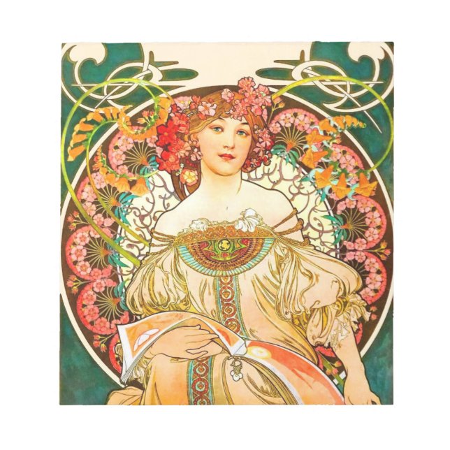 Alphonse Mucha Art Nouveau Daydream Notizblock (Vorderseite)