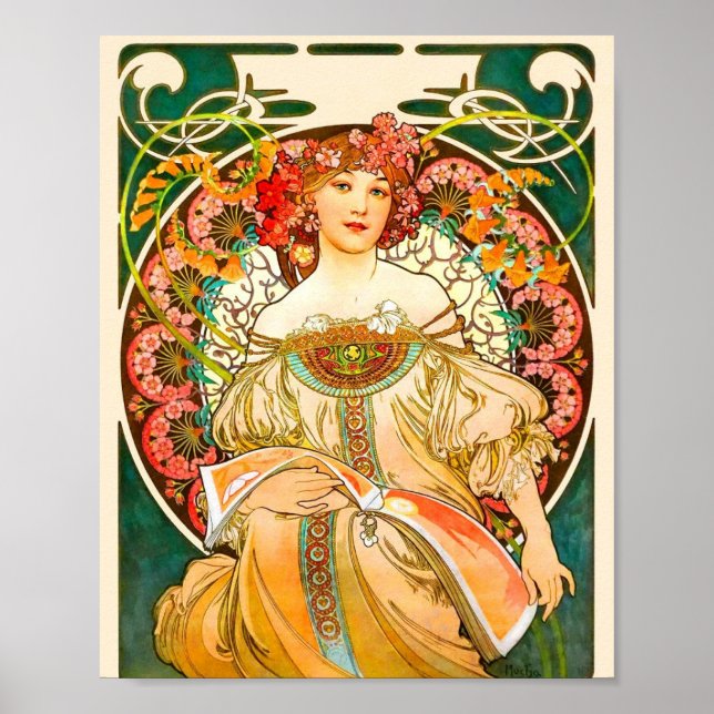 Alphonse Mucha Art Nouveau Daydream Poster (Vorne)