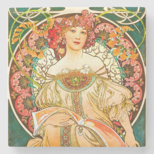 Alphonse Mucha Art Nouveau Daydream Steinuntersetzer
