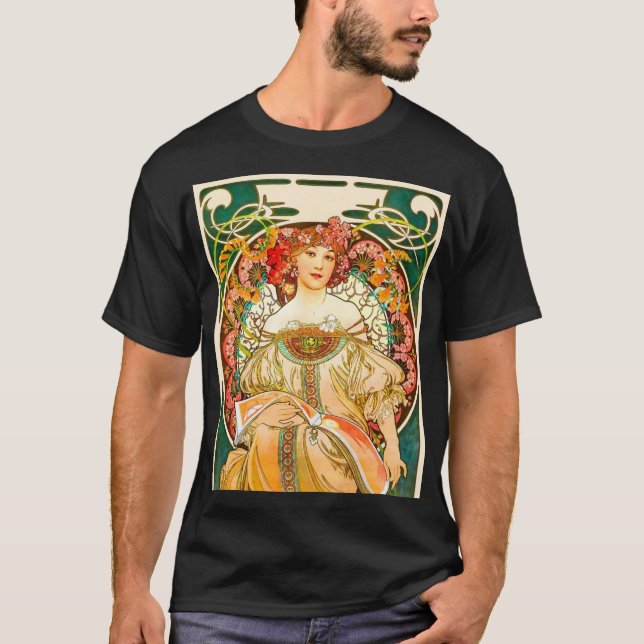 Alphonse Mucha Art Nouveau Daydream T-Shirt (Vorderseite)