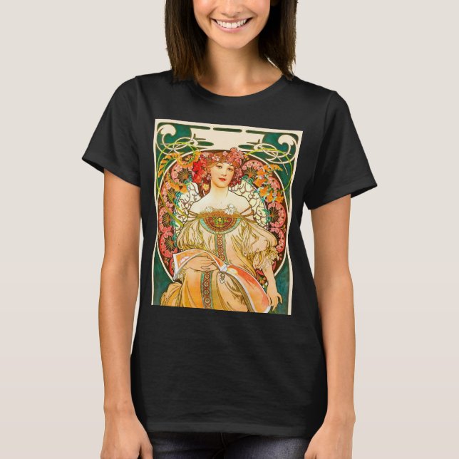 Alphonse Mucha Art Nouveau Daydream T-Shirt (Vorderseite)