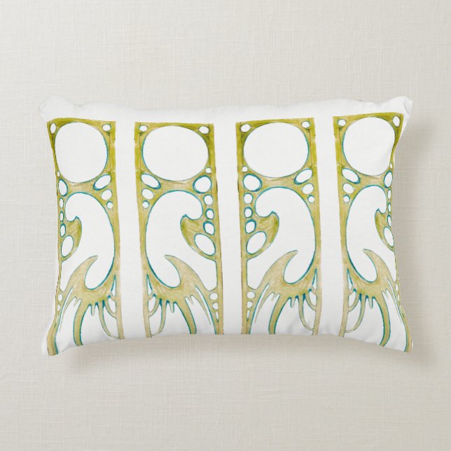 Alphonse Mucha Art Nouveau Dekorrahmen Streifen Dekokissen (Vorderseite)