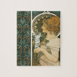 Alphonse Mucha Art Nouveau Feather Girl Puzzle