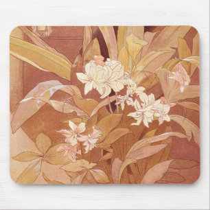 Alphonse Mucha Art Nouveau Florales Detail Mousepad