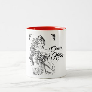 Alphonse Mucha Art Nouveau Frau Blumen Zweifarbige Tasse
