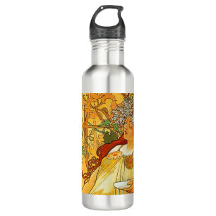 Alphonse Mucha Art Nouveau Herbst Edelstahlflasche