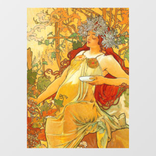 Alphonse Mucha Art Nouveau Herbst Fensteraufkleber