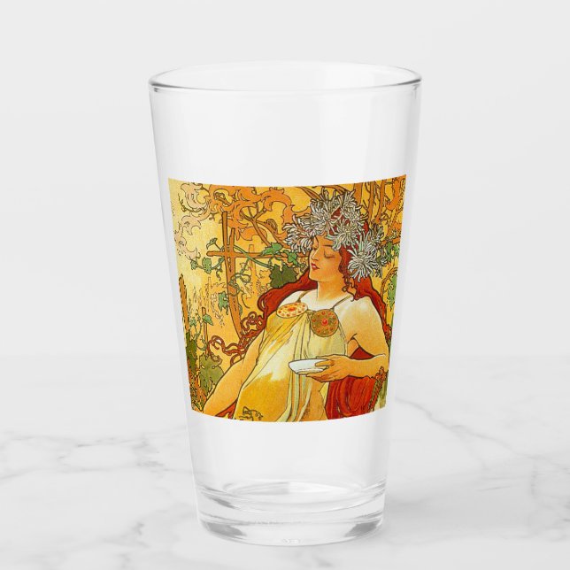 Alphonse Mucha Art Nouveau Herbst Glas (Vorderseite)