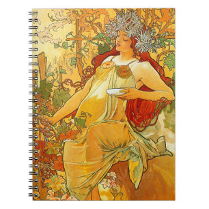 Alphonse Mucha Art Nouveau Herbst Notizblock
