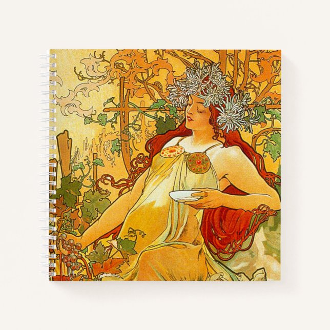 Alphonse Mucha Art Nouveau Herbst Notizbuch (Vorderseite)