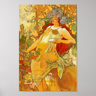 Alphonse Mucha Art Nouveau Herbst Poster