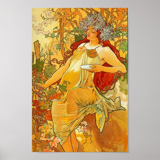 Alphonse Mucha Art Nouveau Herbst Poster (Vorne)