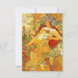 Alphonse Mucha Art Nouveau Herbst RSVP Karte