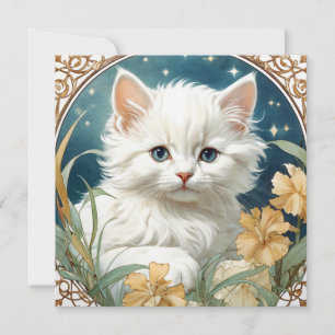 Alphonse Mucha Art Nouveau Kitten Einladung