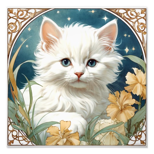 Alphonse Mucha Art Nouveau Kitten Fotodruck (Vorne)