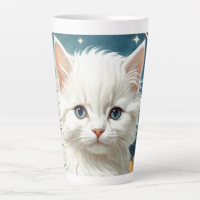 Alphonse Mucha Art Nouveau Kitten Milchtasse (Vorderseite)