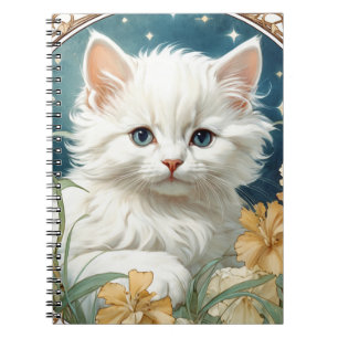 Alphonse Mucha Art Nouveau Kitten Notizblock