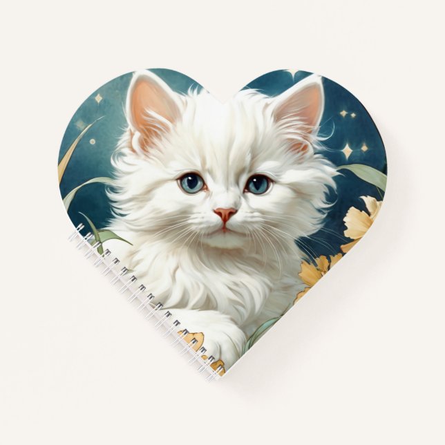 Alphonse Mucha Art Nouveau Kitten Notizbuch (Vorderseite)