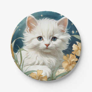 Alphonse Mucha Art Nouveau Kitten Pappteller