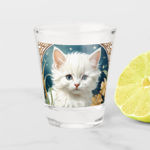Alphonse Mucha Art Nouveau Kitten Schnapsglas
