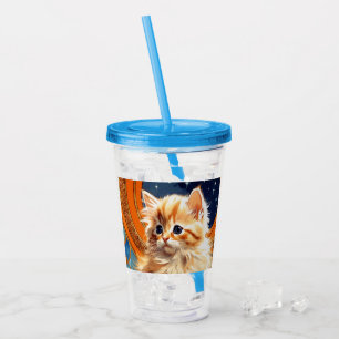 Alphonse Mucha Art Nouveau Orange Cat Acryltrinkbecher