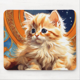 Alphonse Mucha Art Nouveau Orange Cat Mousepad