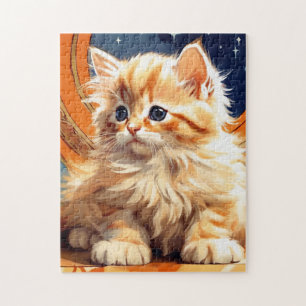Alphonse Mucha Art Nouveau Orange Cat Puzzle