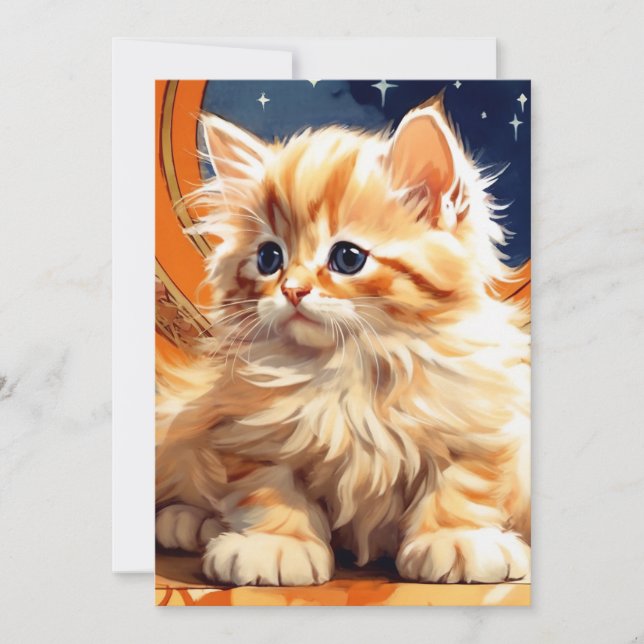 Alphonse Mucha Art Nouveau Orange Cat Save The Date (Vorderseite)