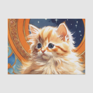 Alphonse Mucha Art Nouveau Orange Cat Seidenpapier