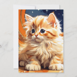 Alphonse Mucha Art Nouveau Orangenkatze Einladung