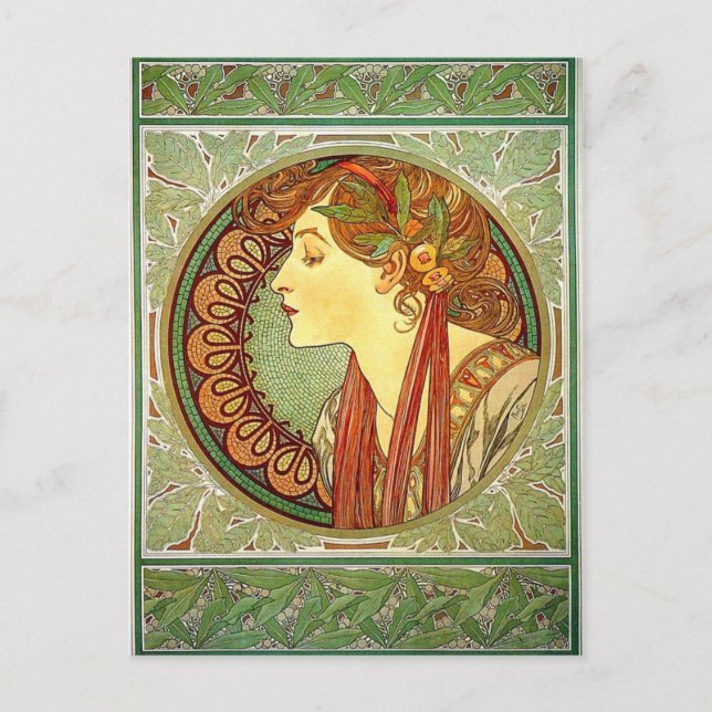 Alphonse Mucha Art Nouveau Postkarte (Vorderseite)