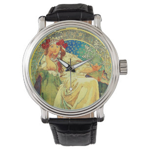 Alphonse Mucha Art Nouveau Princess Hyacinth Armbanduhr