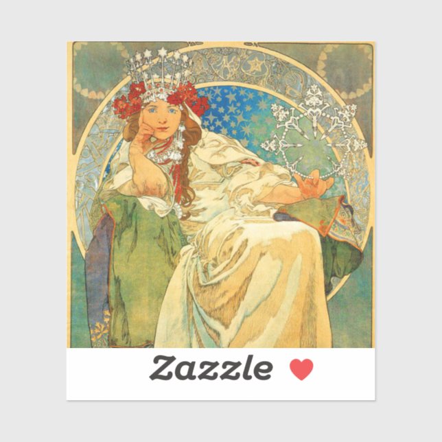 Alphonse Mucha Art Nouveau Princess Hyacinth Aufkleber (Blatt)