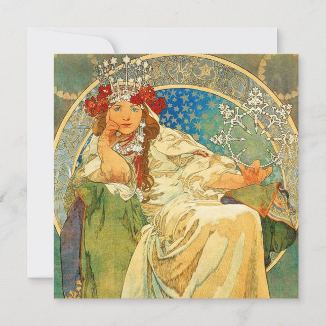 Alphonse Mucha Art Nouveau Princess Hyacinth Einladung (Vorderseite)
