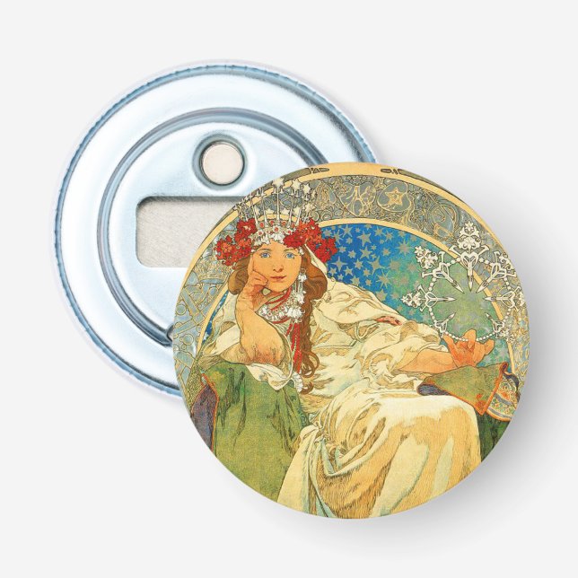 Alphonse Mucha Art Nouveau Princess Hyacinth Flaschenöffner (Vorderseite)